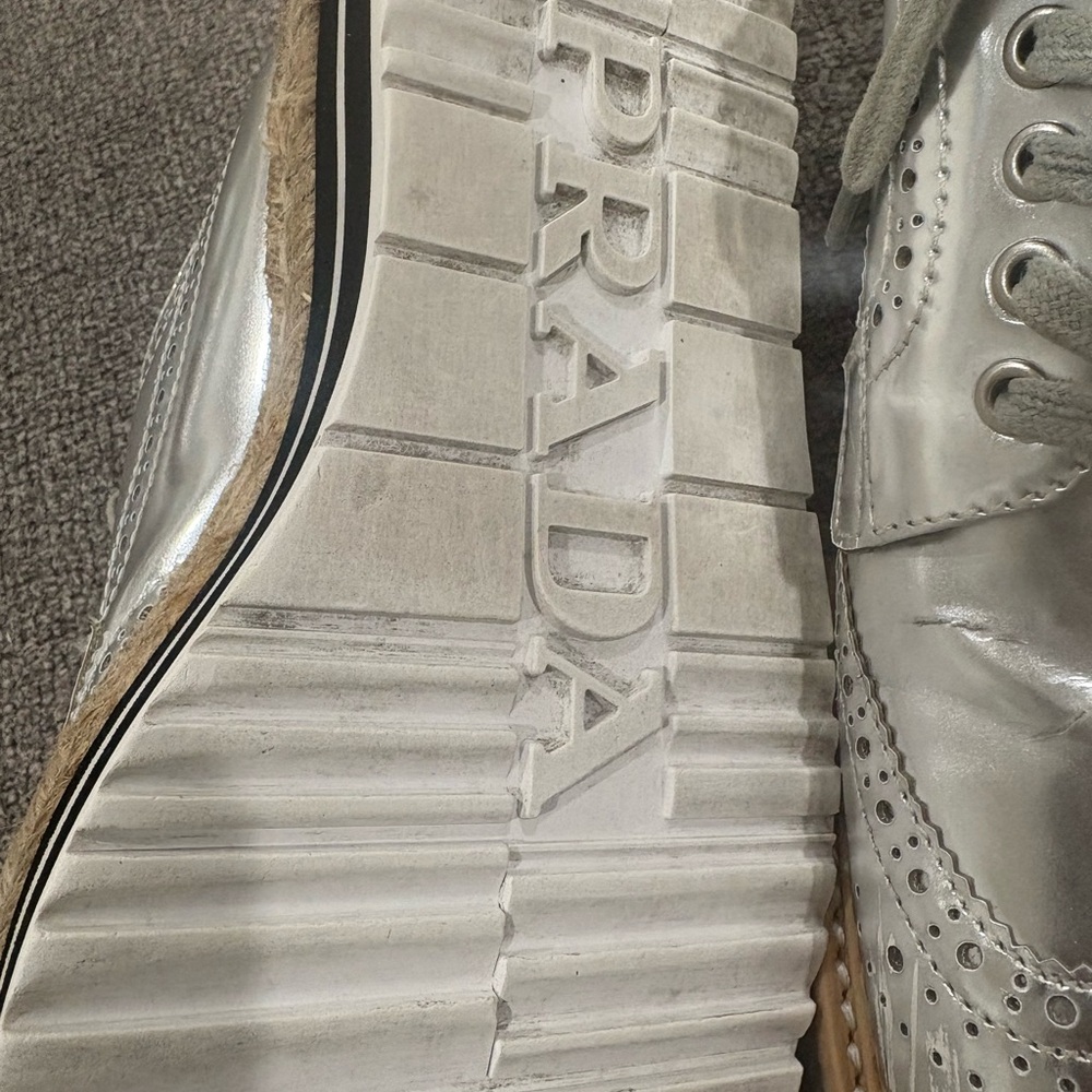 Prada Silver Platform Oxfords - image 4